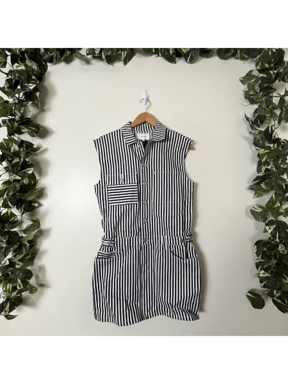 Current/Elliott The Sleeveless Jumpsuit Dress Modern Stripe NWT Women’s Size 1